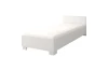 Weißes Einzelbett inklusive Matratze in minimalistischem Design für Kinderzimmer.