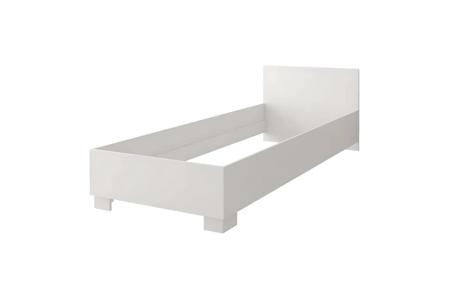 Weißes minimalistisches Bettgestell für Einzelmatratzen