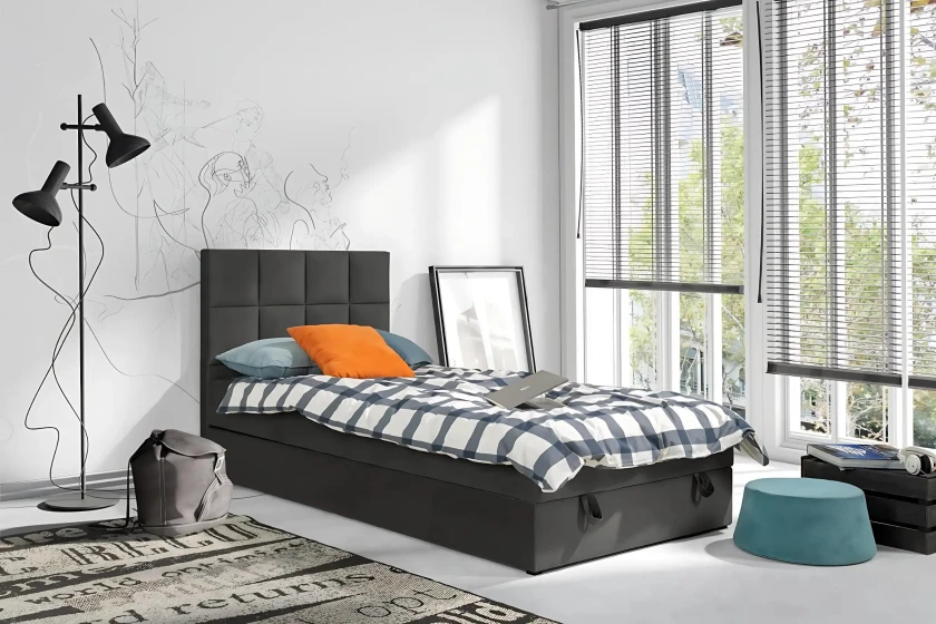 PETER 100x200 Riviera 95 Anthrazit Boxspringbett Einzelbett Jugendbett Deine Möbel