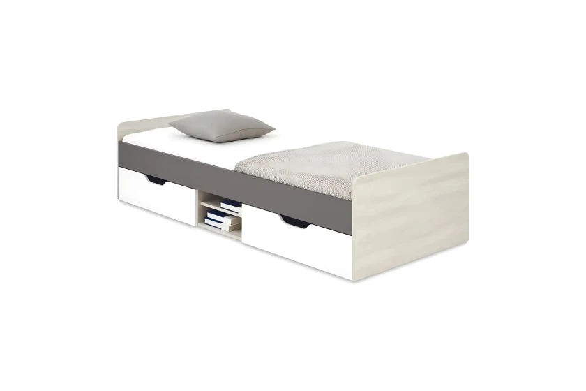 RM15 90x200 Wilton Eiche Weiß + Weiß Lux + Anthrazit Jugendbett Einzelbett Deine Möbel