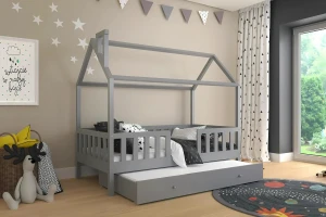 ROSI 90x200 Grau Hausbett Ausziehbett Deine Möbel