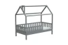 Modernes Kinderhausbett in Grau mit Matratze und sicherem Schutzgitter
