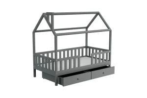 ROSI 90x200 Grau Hausbett Einzelbett mit Schubladen Deine Möbel