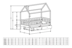ROSI 90x200 Grau Hausbett Einzelbett mit Schubladen Deine Möbel