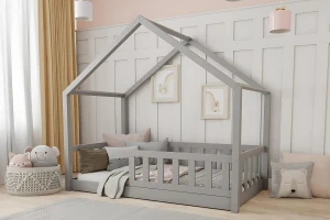 SKY 140x200 Grau Bodenbett Hausbett Einzelbett Deine Möbel