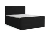 Schwarzes Boxspringbett mit horizontaler Cord-Struktur am Kopfteil.