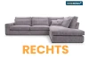 Modernes Ecksofa aus Cord in Grau-Violett, Ausrichtung rechts.