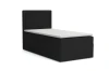 Einzelbett Boxspringbett in Schwarz mit hohem Kopfteil und weißer Matratze.