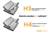 Vergleich Matratzen H3 Bonell-Federkern und H4 Taschen-Federkern für verschiedene Gewichtsklassen.
