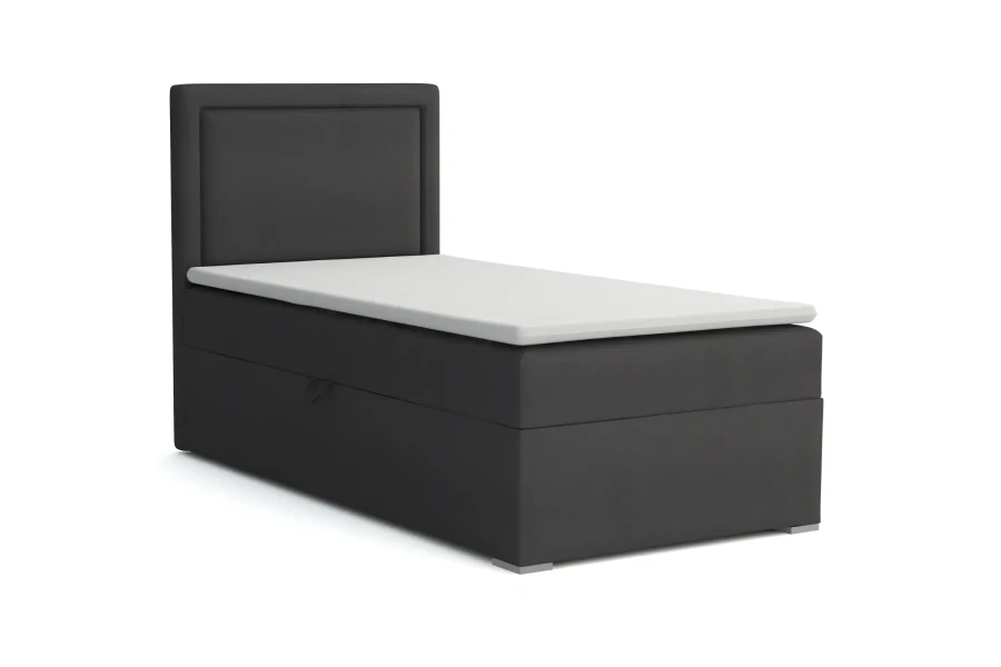 Anthrazitfarbenes Boxspringbett ALA Einzelbett auf weißem Grund