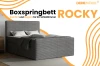 Modernes Boxspringbett Rocky in Hellgrau mit Cord-Optik für das Schlafzimmer.