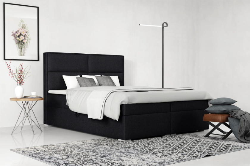 ALINA 200x200 Inari 100 Schwarz Boxspringbett mit Bettkasten Deine Möbel