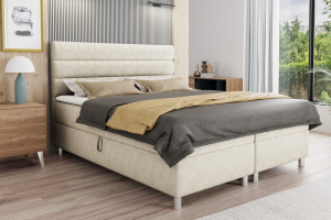 ANGEL 140x200 Velour Paros 2 Beige Boxspringbett mit Bettkasten Deine Möbel