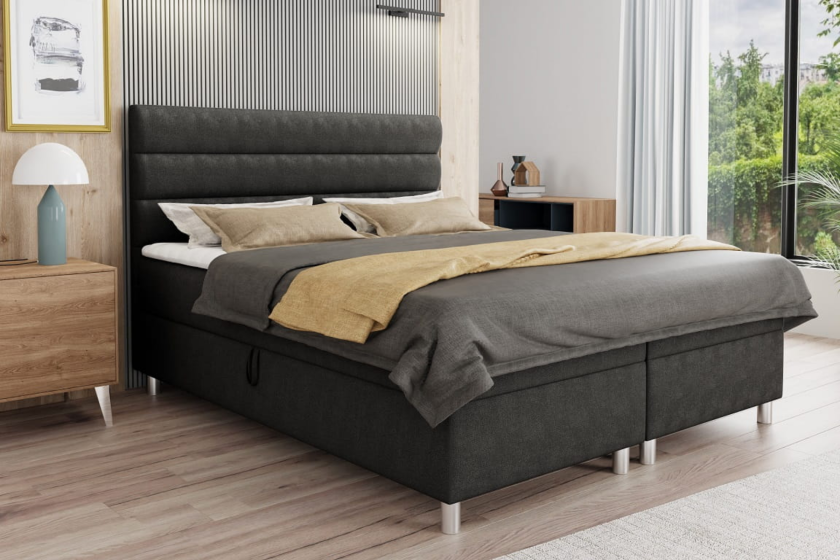 ANGEL 140x200 Velour Kronos 34 Anthrazit Boxspringbett mit Bettkasten Deine Möbel