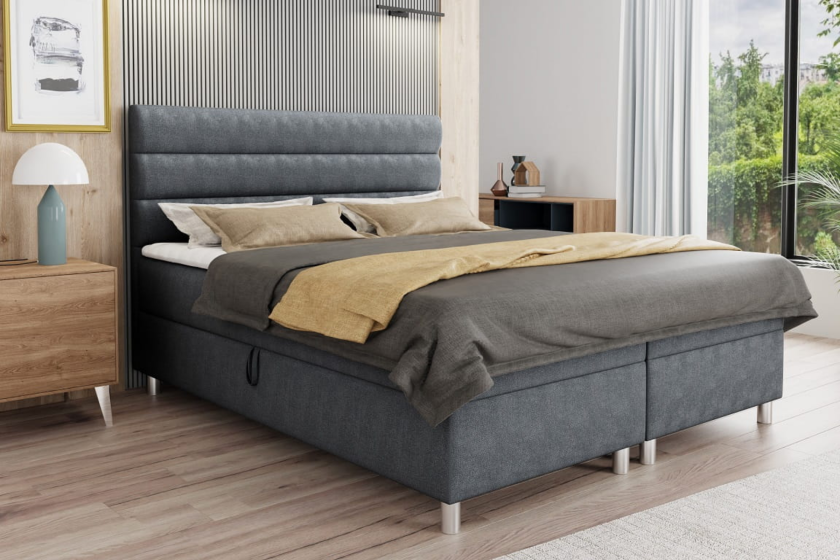 ANGEL 180x200 Velour Paros 6 Dunkelgrau Boxspringbett mit Bettkasten Deine Möbel