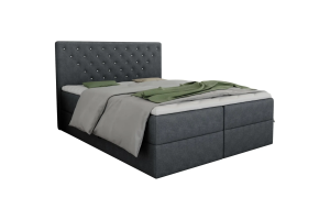 BEATE 200x200 Velour Paros 5 Hellgrau Boxspringbett mit Bettkasten Deine Möbel