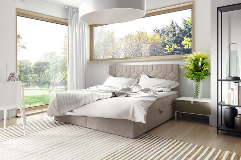 BELLA 5 180x200 Velour Fresh 2 Beige Boxspringbett mit Bettkasten Deine Möbel