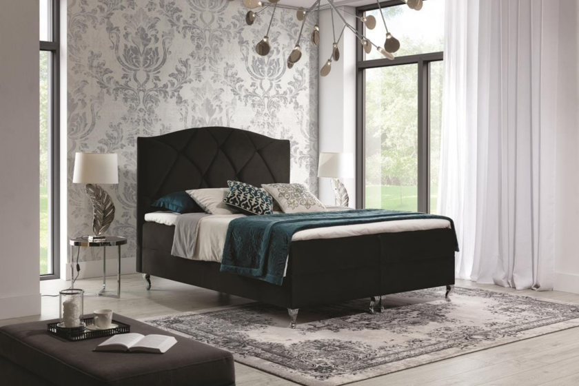 BOSTON 160x200 Velour Monolith 95 Anthrazit Boxspringbett mit Bettkasten Deine Möbel