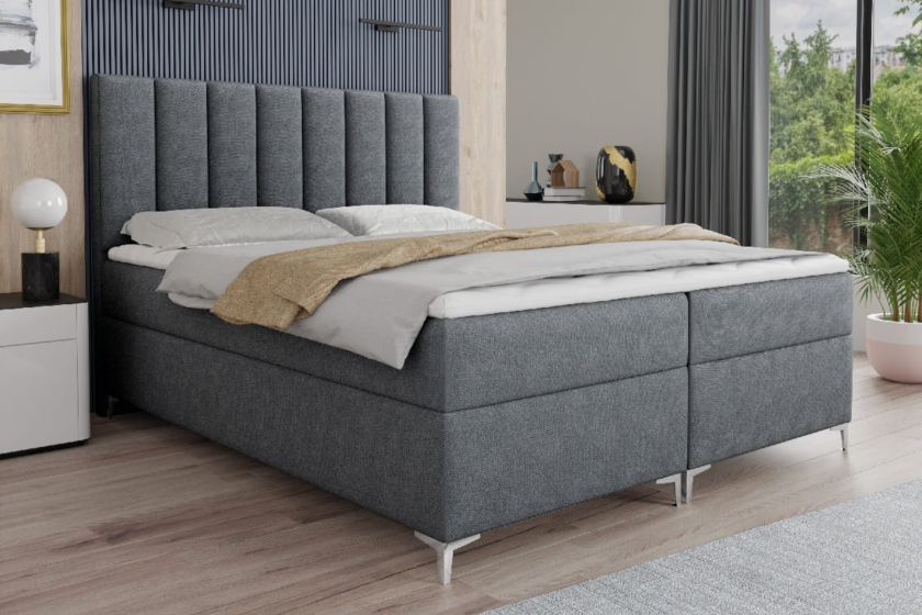 CARIN 180x200 Velour Paros 6 Grau Boxspringbett mit Bettkasten Deine Möbel