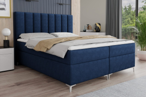 CARIN 180x200 Velour Kronos 09 Dunkelblau Boxspringbett mit Bettkasten Deine Möbel