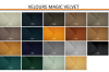 Velours Magic Velvet Stoffmuster Palette mit einer Auswahl an hochwertigen Polsterstoffen.