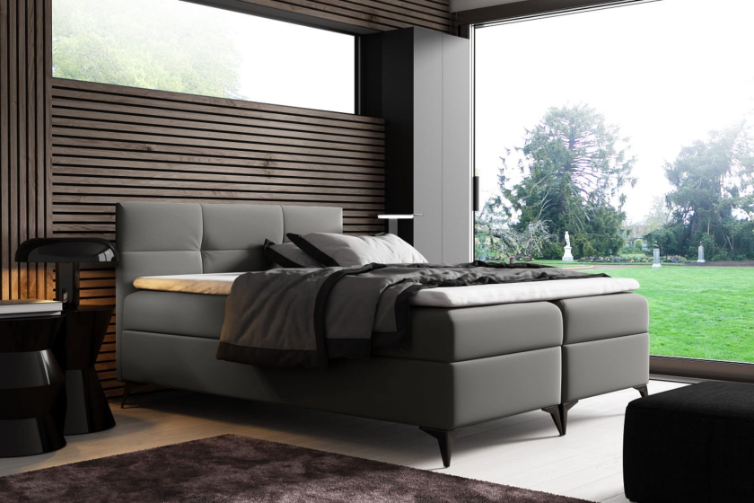 FIGO 180x200 Kunstleder Madryt 990 Grau Boxspringbett mit Bettkasten Deine Möbel