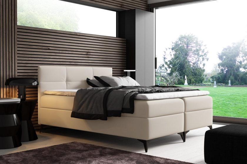 FIGO 200x200 Kunstleder Madryt 912 Beige Boxspringbett mit Bettkasten Deine Möbel