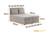 Detaillierte Maße und Größenoptionen für das beige Cord Boxspringbett.