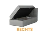 Boxspringbed met aan de rechterkant openende opbergruimte voor extra opslagruimte.