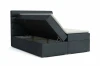 Boxspringbed met geopende beddenbak voor opbergruimte onder de matras