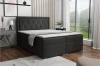 Modern donkergrijs boxspringbed met gecapitonneerd hoofdbord in slaapkamerdecoratie.