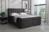 Elegant boxspringbed in donkergrijs met een gevoerd hoofdbord-ontwerp.