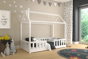 ROSI 90x200 Weiß Bodenbett Hausbett Einzelbett Deine Möbel