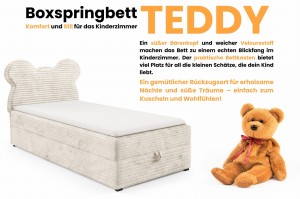 TEDDY Boxspringbett Polsterbett Komplettbett für Kinder Jugendliche Deine Möbel 24