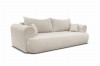 Stilvolles 3-Sitzer Sofa mit beigem Bouclé-Bezug und weichen Kissen.