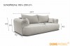 Bemaßungsskizze eines grauen Schlafsofas mit 160x200 cm Liegefläche und Maßen.