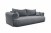 Dunkelgraues Polstersofa aus flauschigem Bouclé-Stoff für das Wohnzimmer.