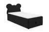 Zwart kinder-boxspringbed Teddy met schattig beren-hoofdbord en onderhoudsvriendelijke cord-bekleding.