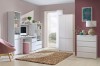 Helles Jugendzimmer-Set in Weiß mit Schreibtisch, Regalen und Kommode für Mädchen und Jungen.