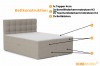 Detaillierter Aufbau des Boxspringbetts mit Topper, Matratze und Bettkasten.