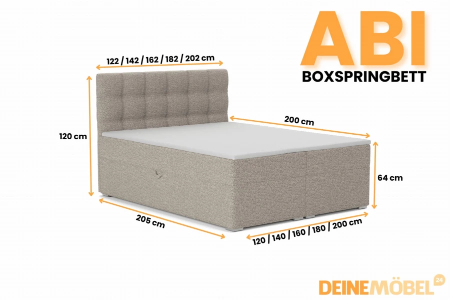 Abmessungen des Abi Boxspringbetts: Verschiedene Breiten und Höhen im Überblick.