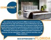 Klassisches graues Boxspringbett Florida in einem modern eingerichteten Schlafzimmer.