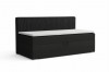 Modern zwart boxspringbed met cord-hoofdbord en witte topper.
