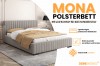 MONA Polsterbett in Grau aus Velours mit Bettkästen und modernem Design für das Schlafzimmer.