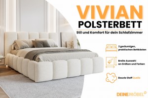 VIVIAN Polsterbett mit Bettkasten und Lattenrost Bouclé Deine Möbel