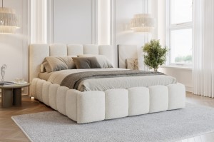VIVIAN Polsterbett mit Bettkasten und Lattenrost Bouclé Deine Möbel