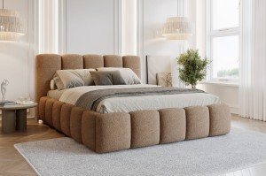 VIVIAN Polsterbett mit Bettkasten und Lattenrost Bouclé Deine Möbel