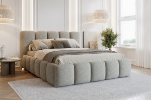 VIVIAN Polsterbett mit Bettkasten und Lattenrost Bouclé Deine Möbel