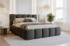 Modernes graues Polsterbett in minimalistischem Schlafzimmer-Design