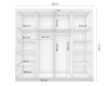 Maßskizze großer Kleiderschrank 233 cm breit, detaillierte Innenaufteilung.